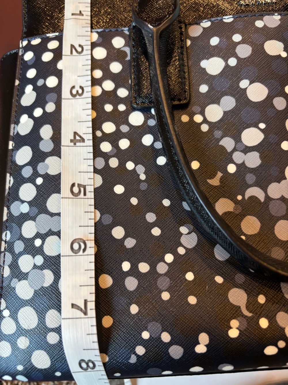 KATE SPADE Cameron “Soirée”Black Dot Print Saffiano Leather Tote - Picture 7 of 7
